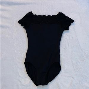 black lace ballet leotard